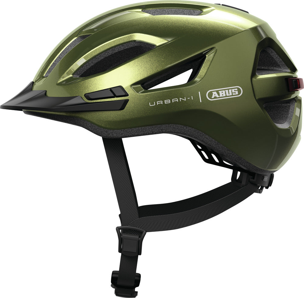 Abus Urban I 4 0 Pepper Green Med LED Lys Cykelhjelm Abus Urban I 4 0 Pepper Green Med LED Lys Cykelhjelm