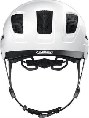 Abus Hyban 2.0 Polar White. Hvid cykelhjelm med LED lys