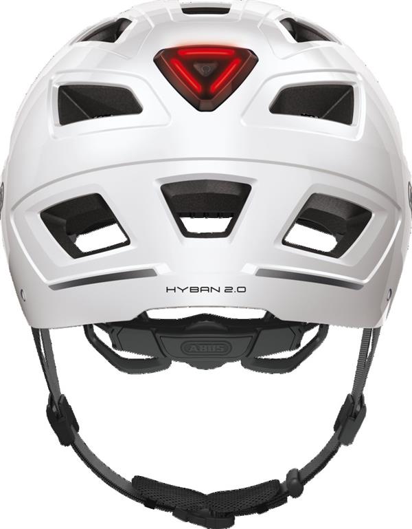Abus Hyban 2.0 Polar White. Hvid cykelhjelm med LED lys