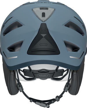 Abus Pedelec 2.0 ACE Glacier Blue - El Cykelhjelm med front visir og ørevarmere samt regnovertræk og led lys