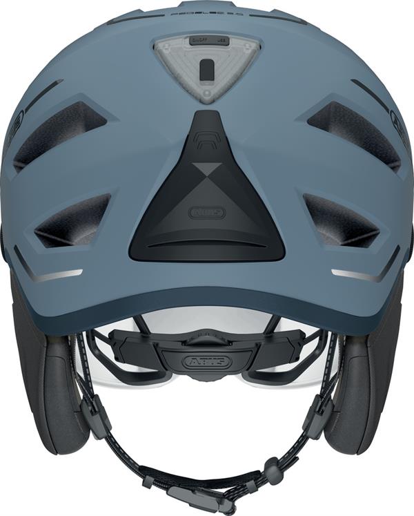 Abus Pedelec 2.0 ACE Glacier Blue - El Cykelhjelm med front visir og ørevarmere samt regnovertræk og led lys