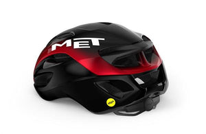 Met Rivale Mips Black Red Metallic Glossy | sort og rød cykelhjelm til landevej med mips