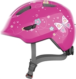 Abus Smiley 3.0 Pink Butterfly. Pink cykelhjelm til barn og baby med sommerfugle på