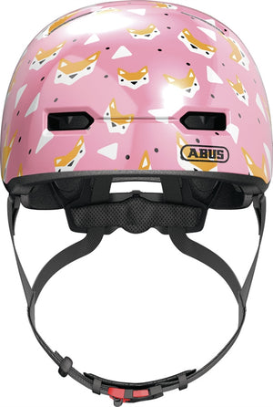 Abus Skurb Kid Rose Foxes. Lyserød cykelhjelm til baby og barn med ræve på