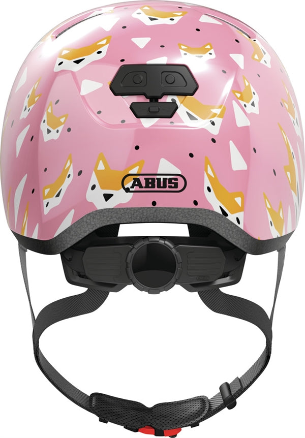 Abus Skurb Kid Rose Foxes. Lyserød cykelhjelm til baby og barn med ræve på