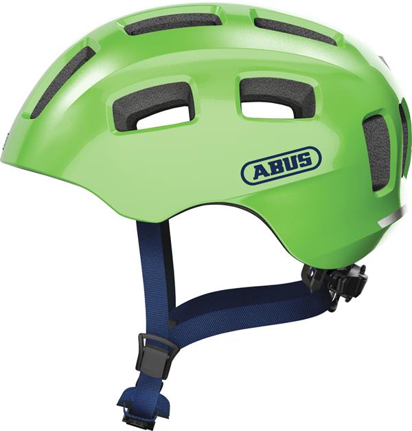 Abus Youn-I 2.0 Living Coral LED lys | koralrød cykelhjelm til børn og unge