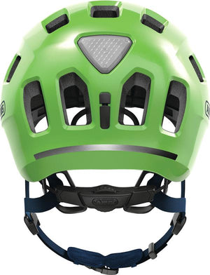 Abus Youn-I 2.0 Sparkling Green LED lys | Grøn cykelhjelm til børn og unge