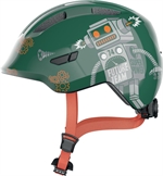 Abus Smiley 3.0 Green Robo | mørkegrøn cykelhjelm med robotter til baby og små børn