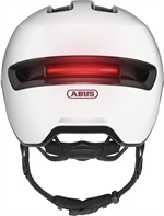 Abus Hud-Y Ace Shiny White | hvid cykelhjelm med visir og led lys