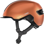 Abus Hud-Y Goldfish Orange | orange city cykelhjelm med magnetisk USB LED lygte bagpå