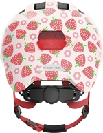 Abus Smiley 3.0 LED Rose Strawberry. Cykelhjelm til barn og baby med jordbærmotiv og LED lygte bagpå