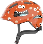 Abus Smiley 3.0 Orange Monster. Orange cykelhjelm til barn og baby med monster på